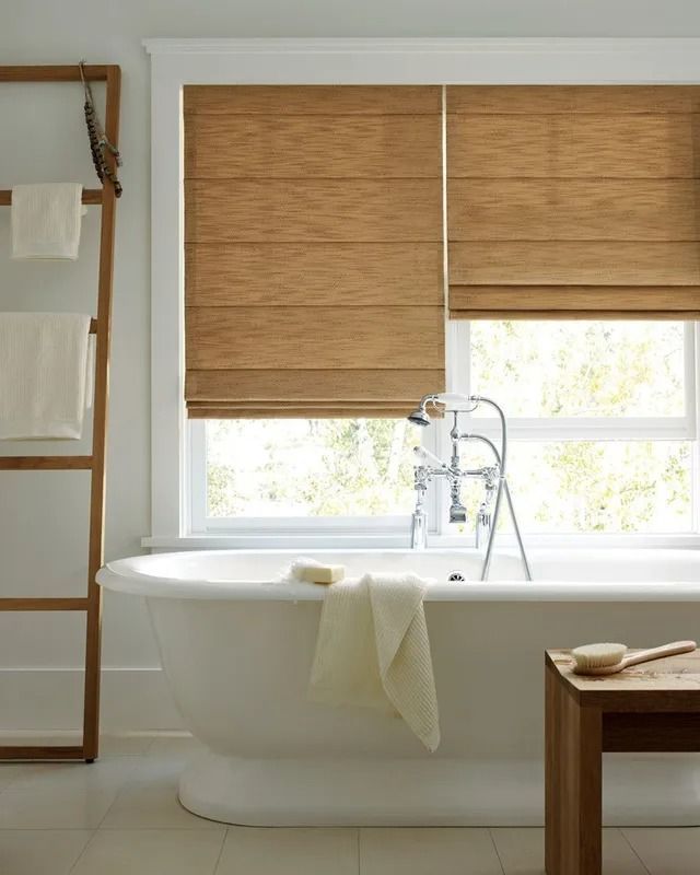 Roman shade in bathroom — cordlock