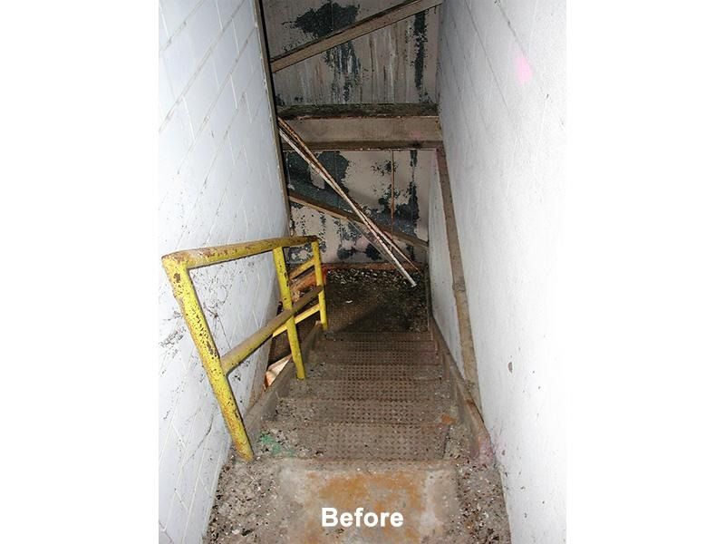A picture of a staircase before it was built.