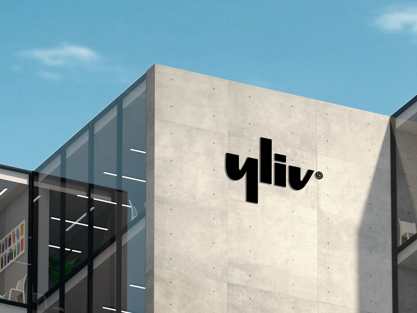 The word yliv is on the side of a building