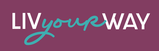 The logo for liv your way is on a purple background.