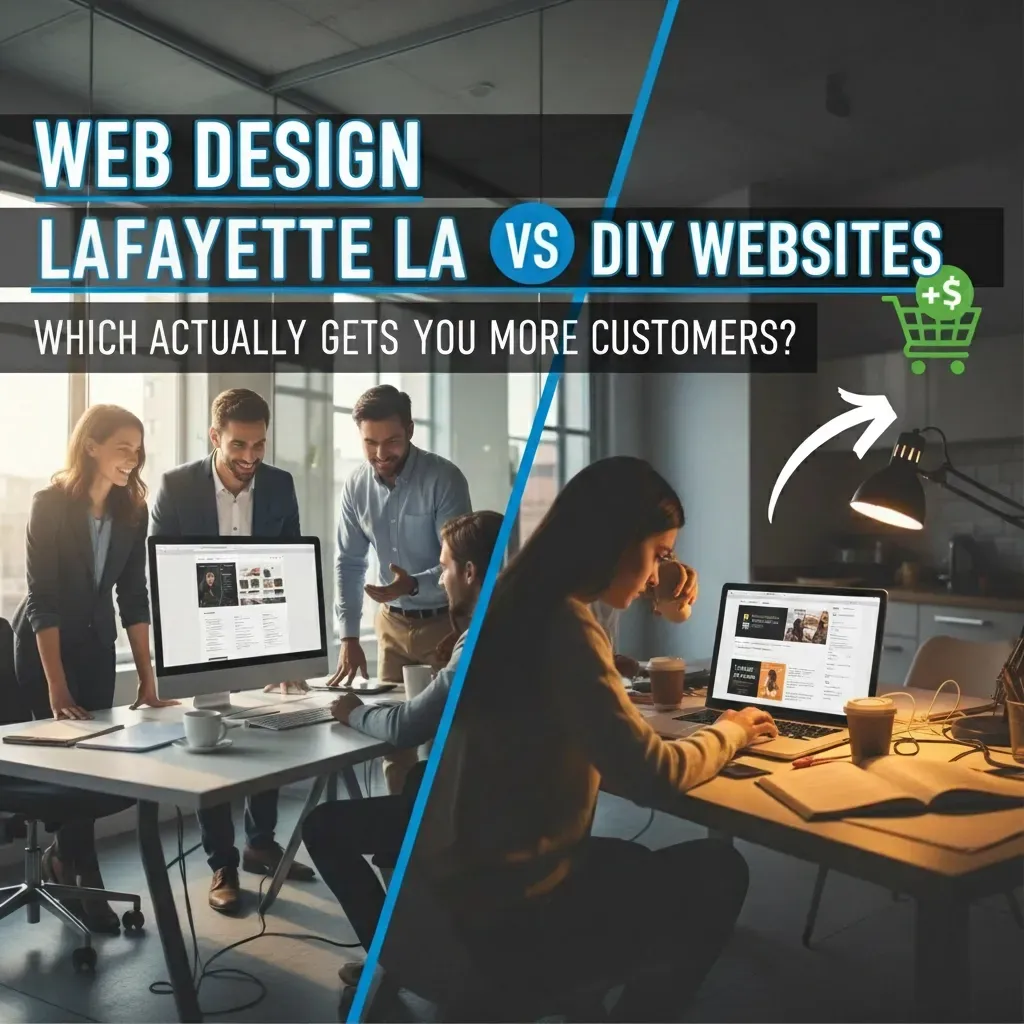 Web design in Lafayette, LA, versus DIY websites: Which gets you more customers? People working on computers.