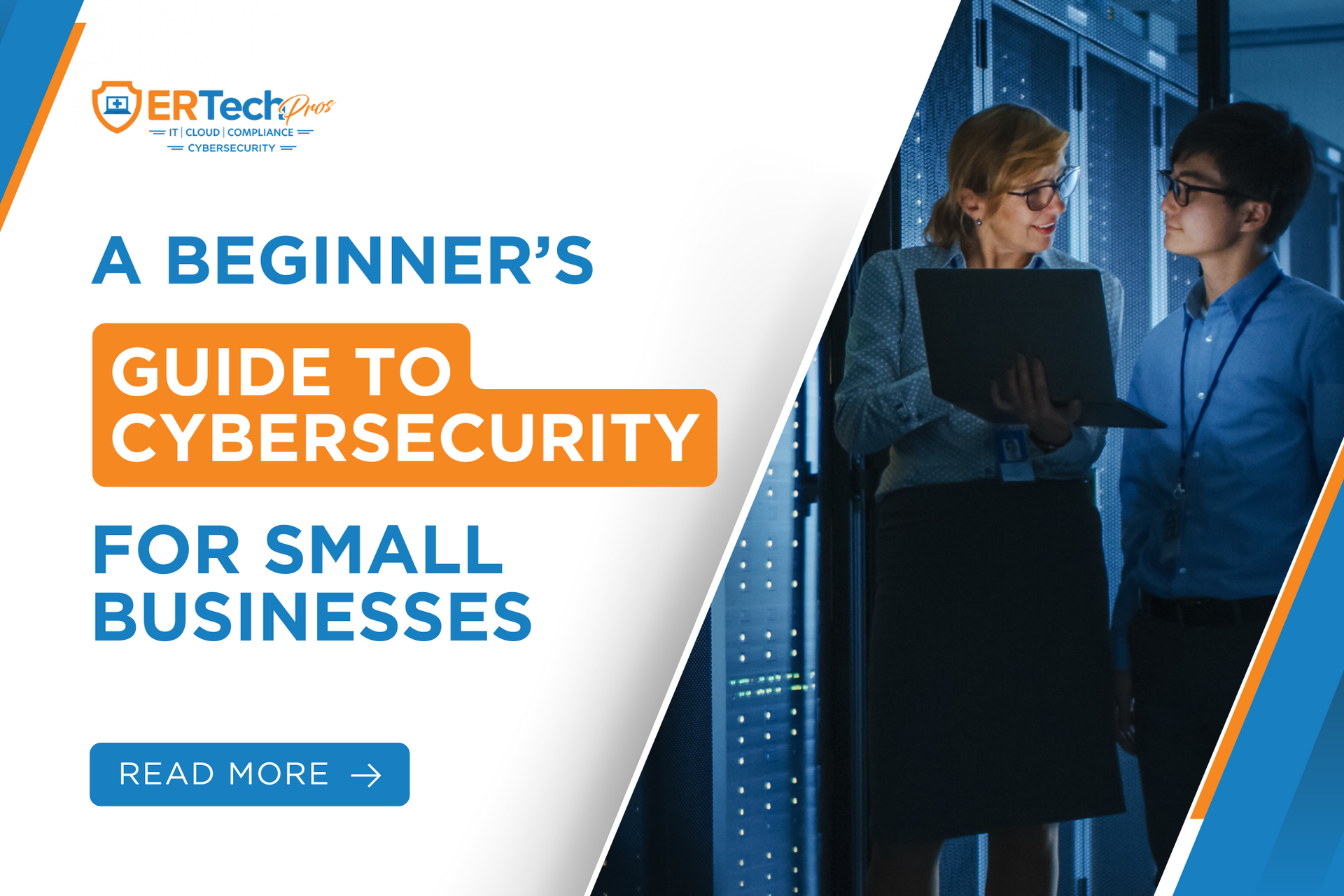 An expert from ER Tech Pros teaches cybersecurity best practices to a small business owner.