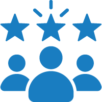 A group of people standing next to each other with three stars above them.
