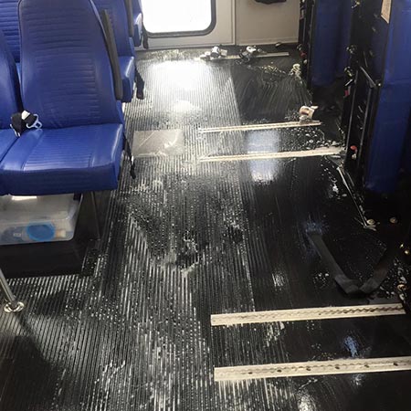 Washing inside of a bus — Power Washing Services in New Galilee, PA