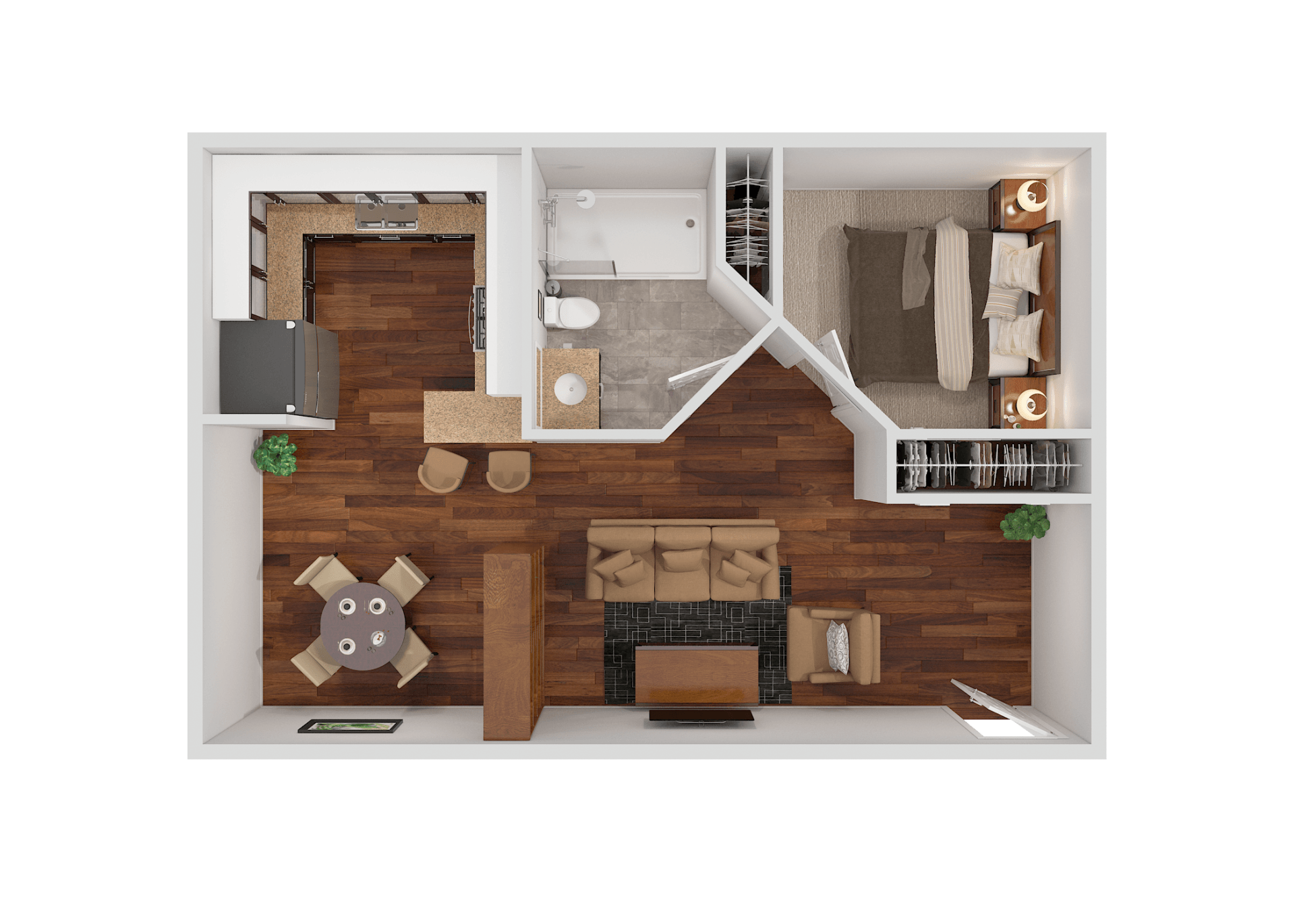 1 Bed, 1 Bath  floor plan