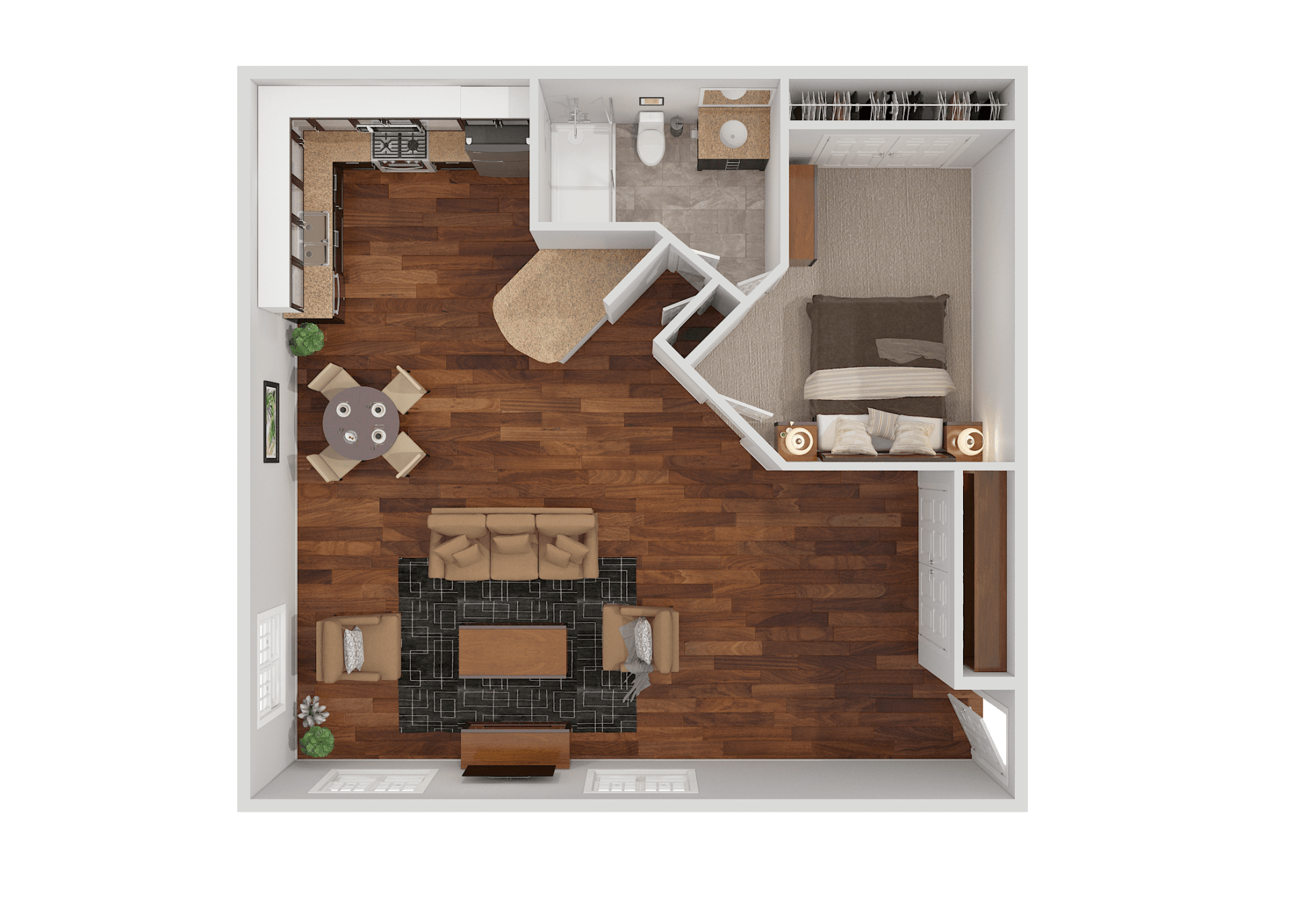 1Bed, 1 Bath floor plan