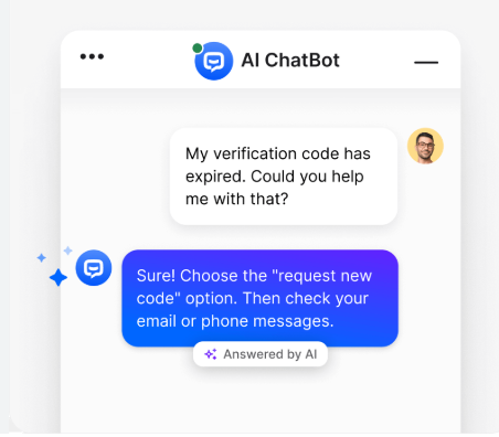 A screenshot of a chatbot that says my verification code has expired could you help me with that ?
