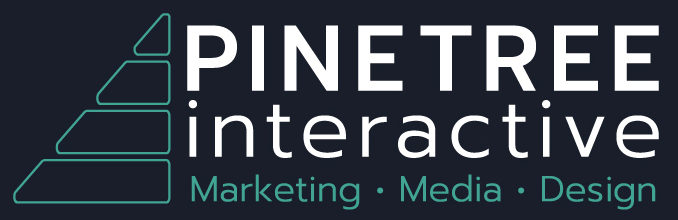 A logo for pine tree interactive marketing media and design
