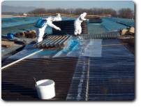 due operai lavorano coperture in amianto