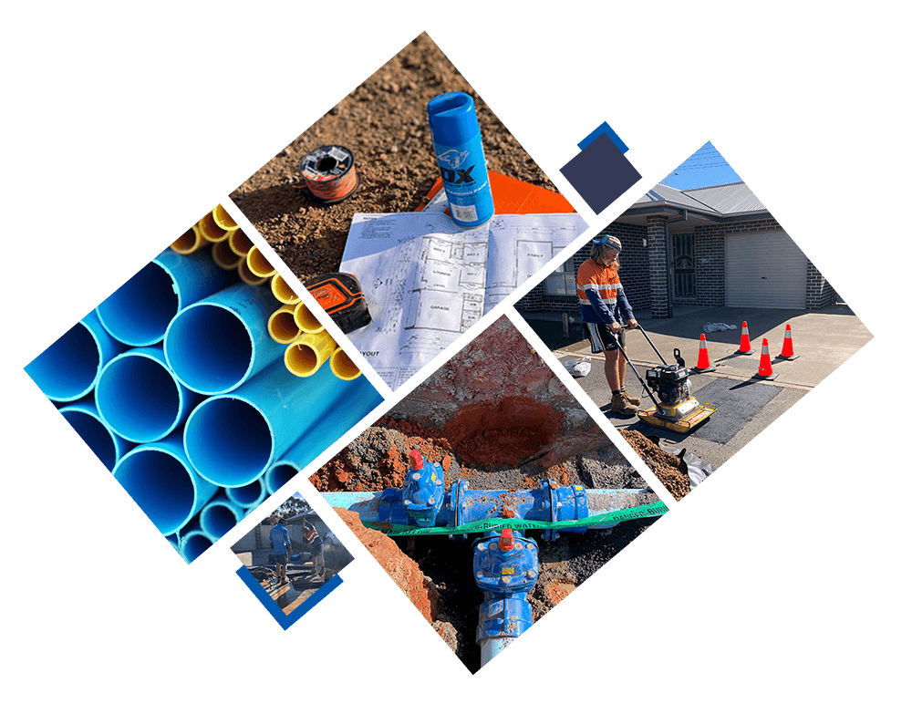 A Collage of Pictures Shows a Man Working on A Pipe — BJB Plumbing & Gasfitting in Dubbo, NSW
