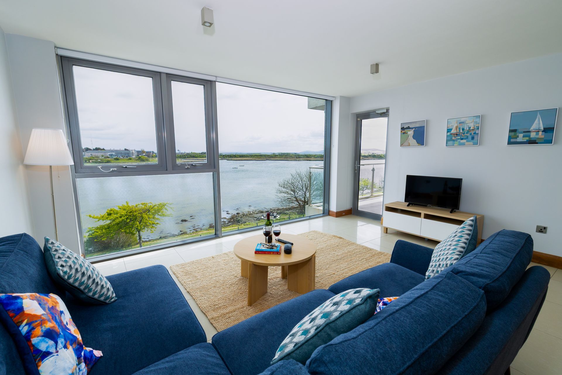 Tur an Tsaile Galway Lakeside Apartments Living Room with Lake Views 