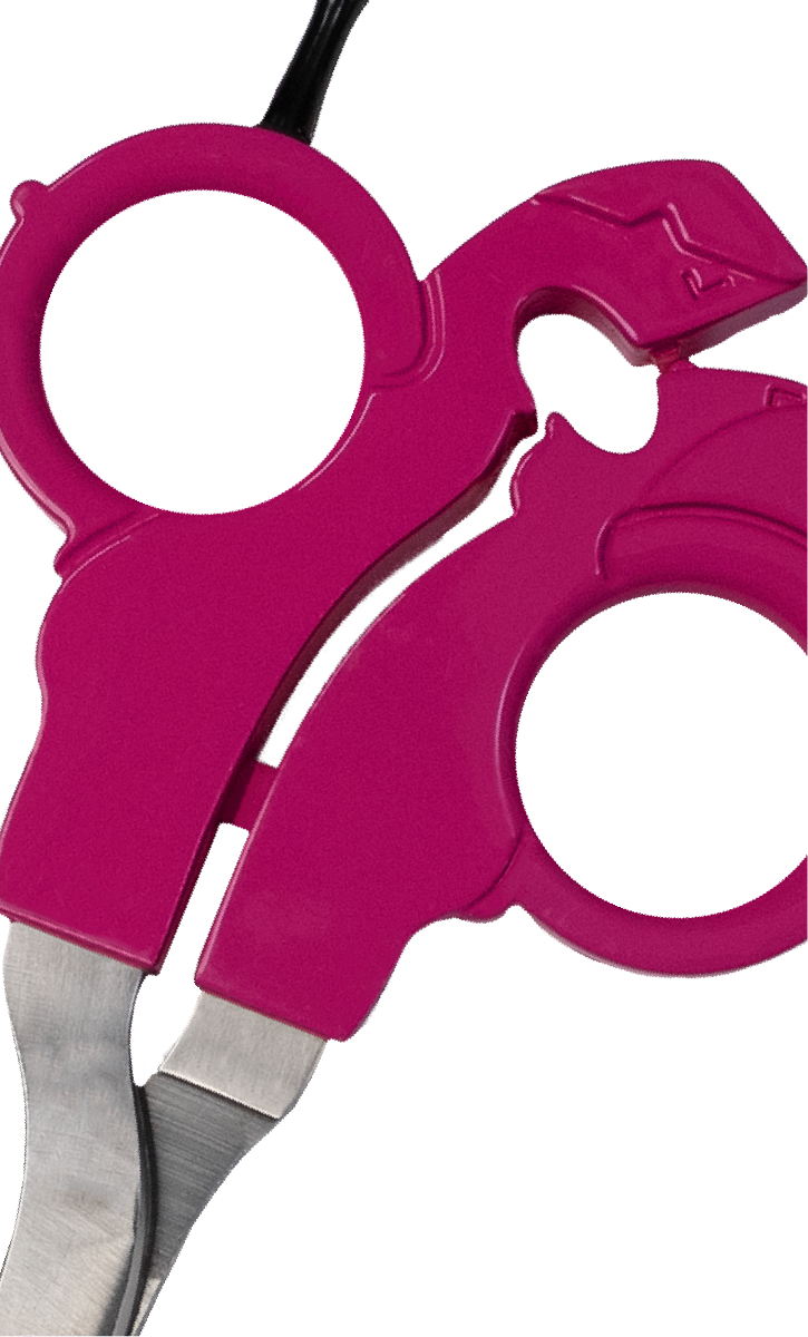 A large 3D printer with a black and gray frame, printing a red object inside.