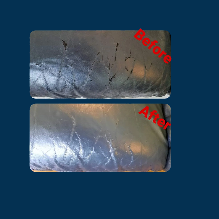 A Before and After Picture of a Leather Couch — Abbsolve Services in Cooroy, QLD