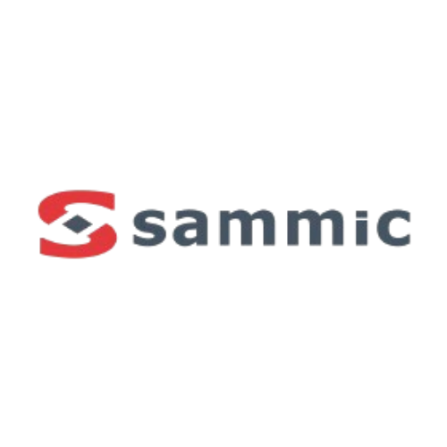 Le logo sammic est un logo rouge et noir sur fond blanc.