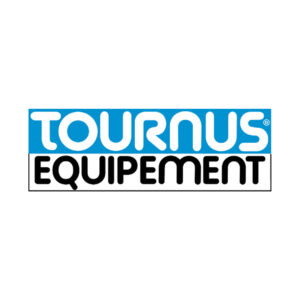 Le logo de tournus equipment est bleu et blanc