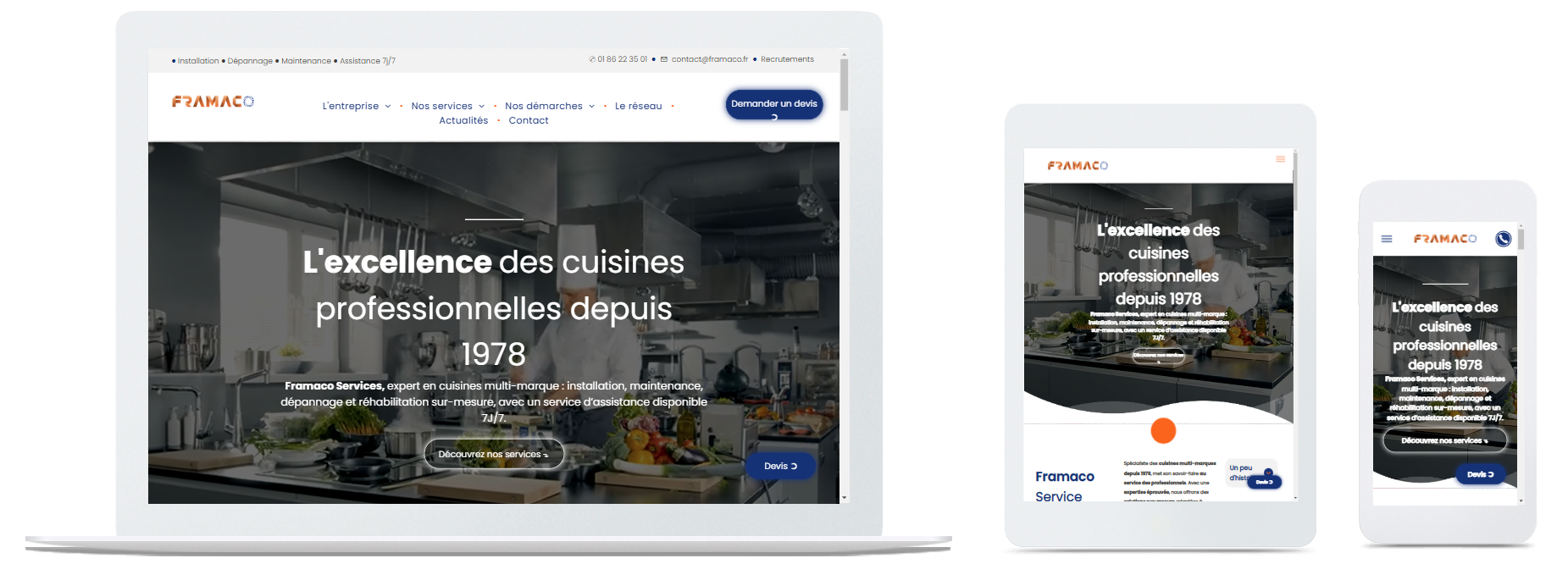 Site framaco en mode responsive avec l'ensemble des devices