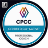 A cpcc certified co-active professional coach badge