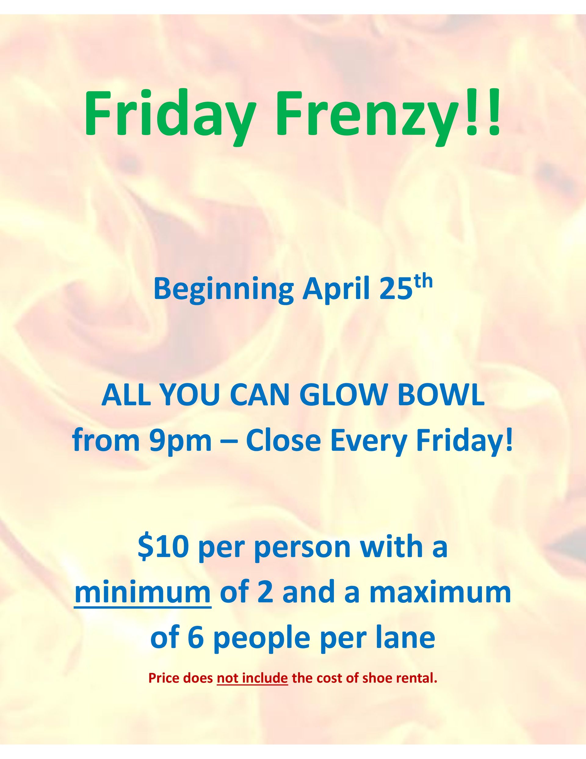 An advertisement for friday frenzy beginning april 25th