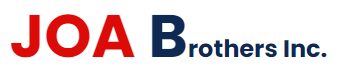 A red and blue logo for joa brothers inc.