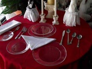 Dishes On Red Table —  Rental And Decor For All Events in Corpus Christi, TX