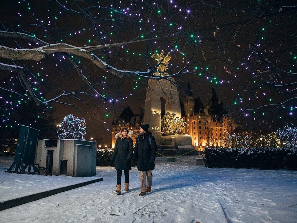 Christmas lights at the National War Memorial  Ottawa