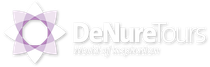 DeNure Tours logo with a flower and the tagline 