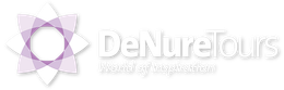 DeNure Tours logo with a flower and the tagline 