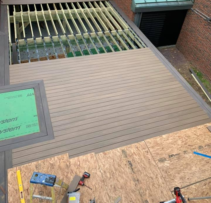 Another great looking commercial product, a light tan shade of deck board used in a commercial deck building project in Rochester NY.