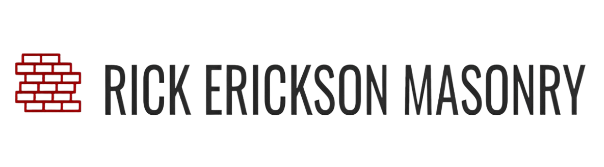 A logo for Rick Erickson with a brick wall in the background