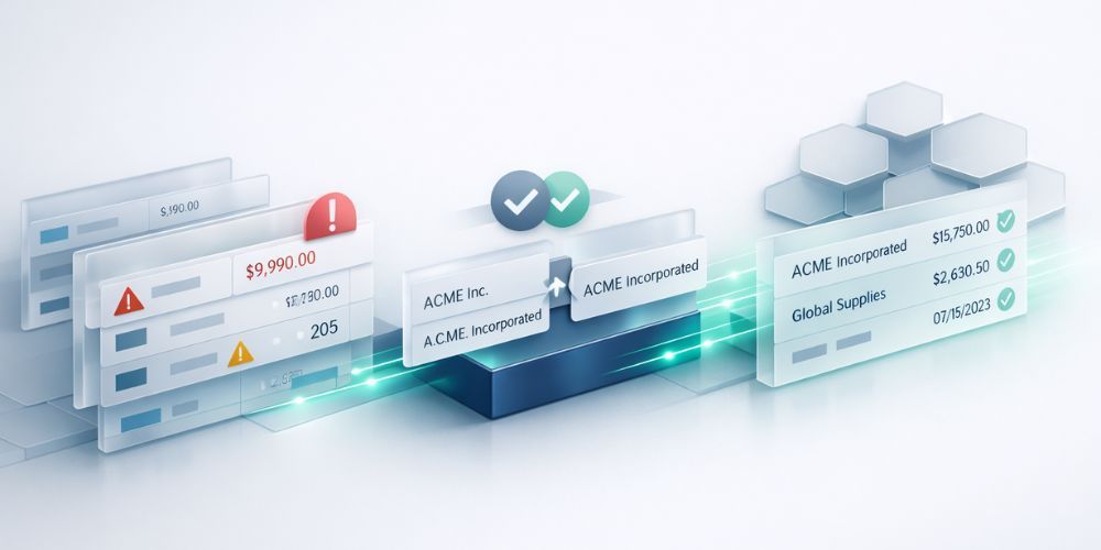 Diagram showing data flow and status monitoring of business processes.