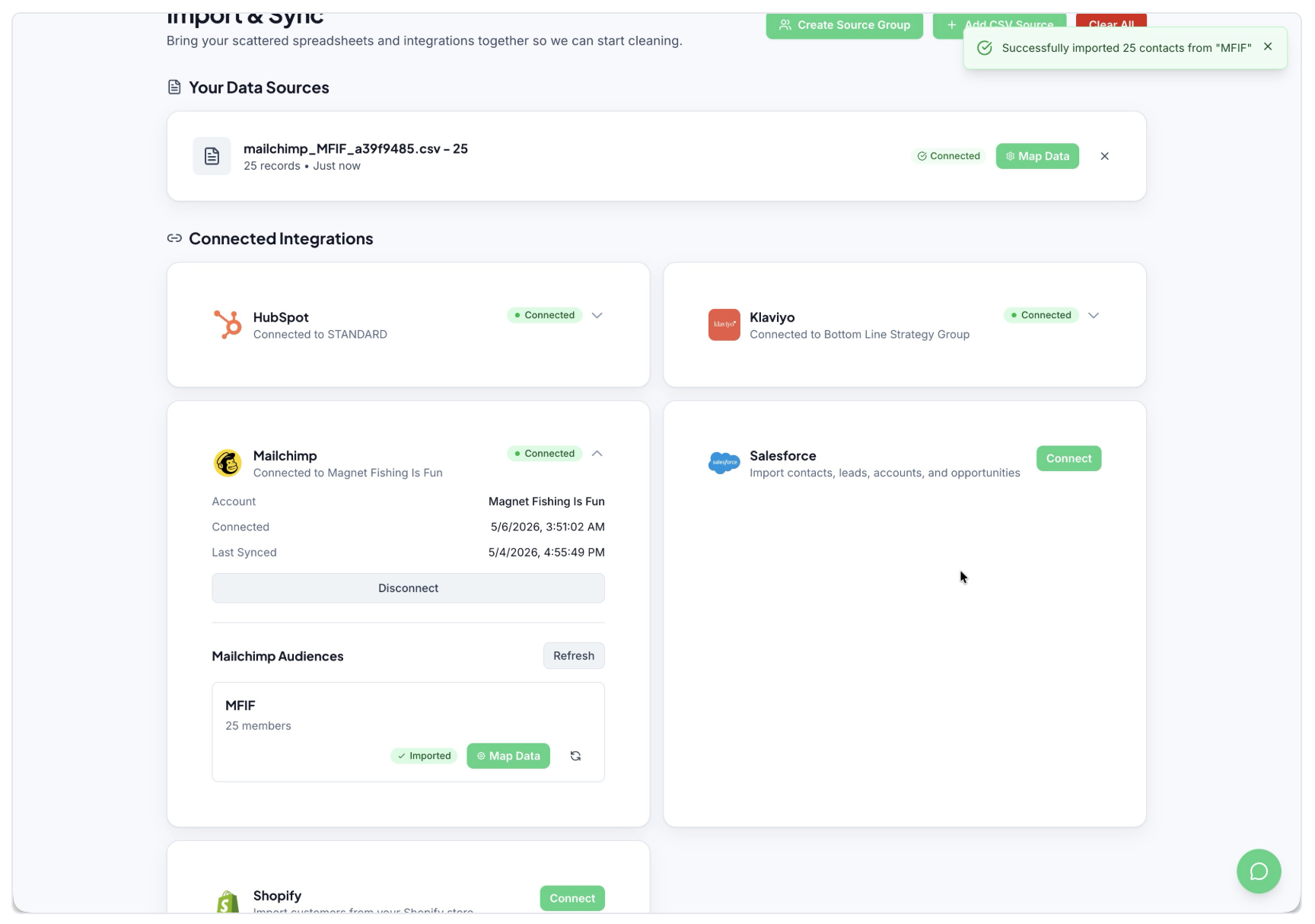Dashboard with app cards and status indicators on a light background