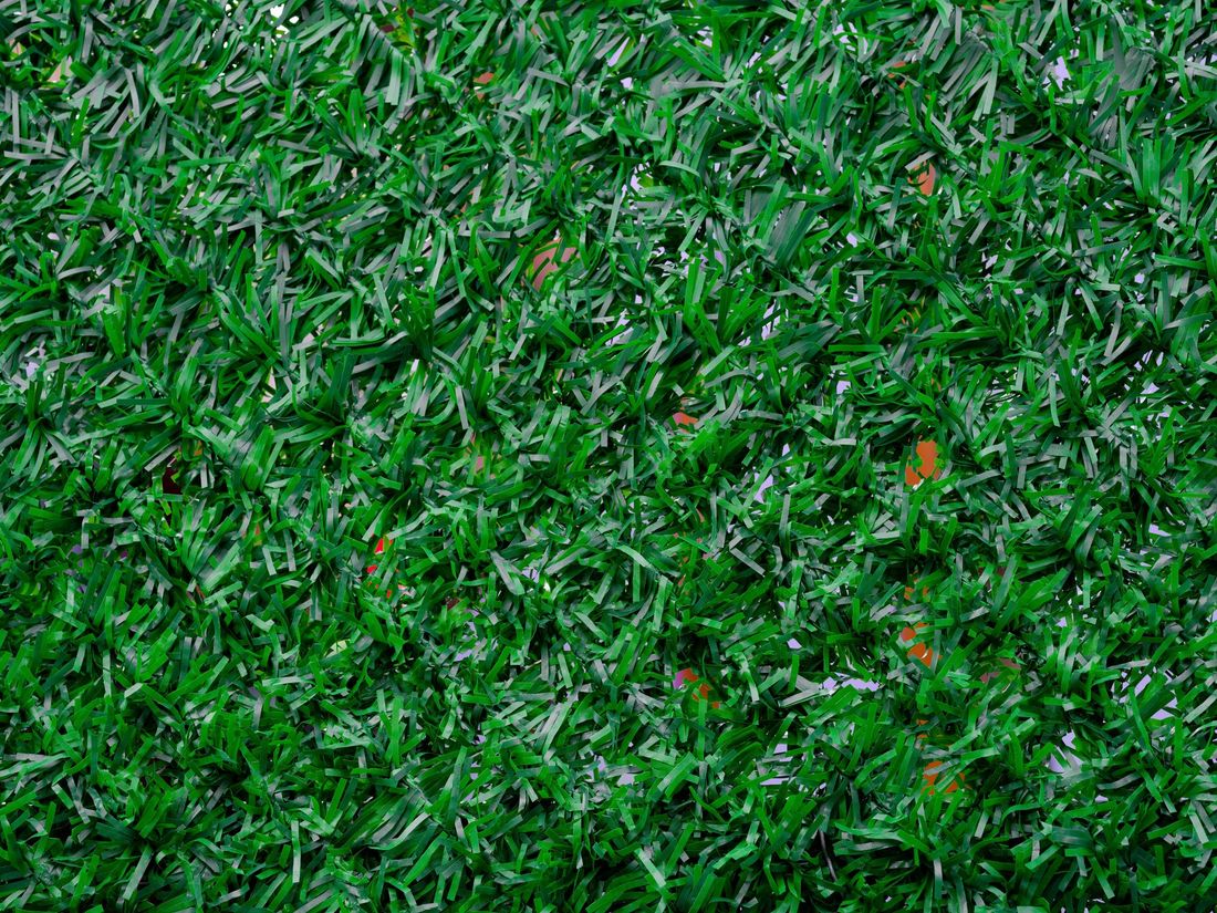 A close up on fake grass. 