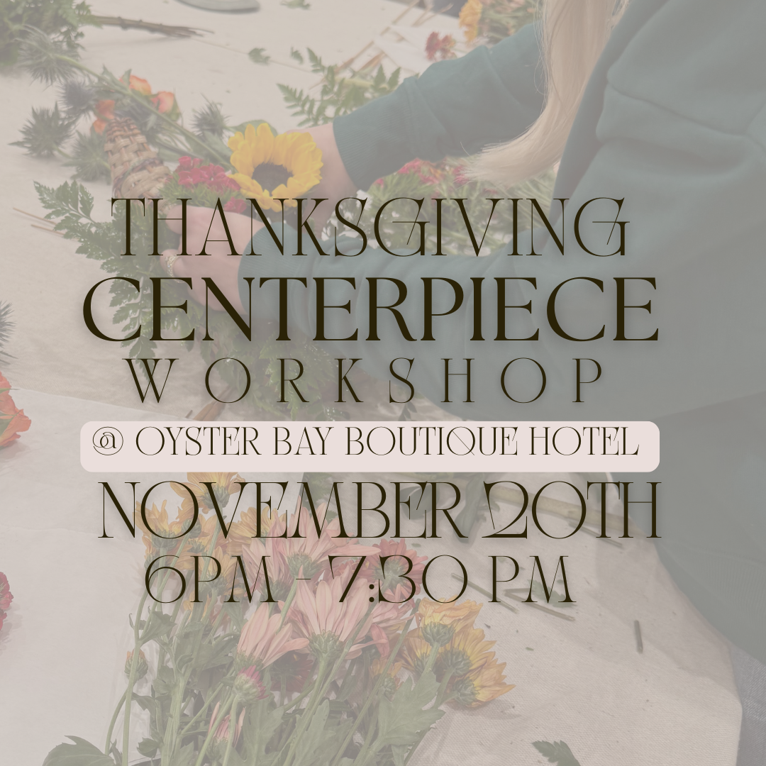 An advertisement for a thanksgiving centerpiece workshop on november 20th