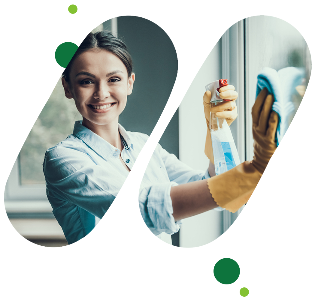 Woman Cleaning Glass Window