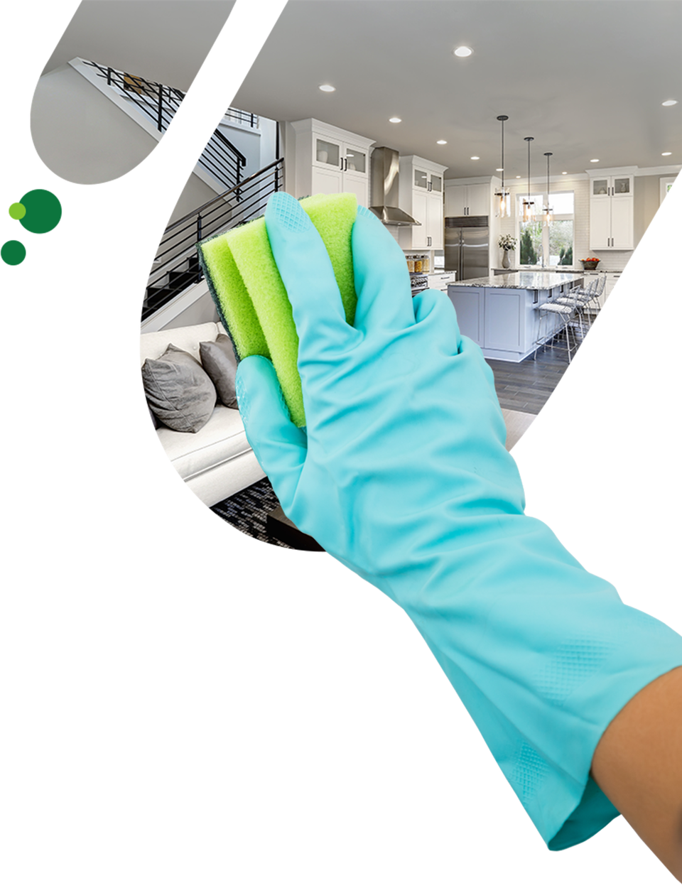 A hand in a glove cleaning a kitchen in Regina