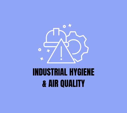 A logo for industrial hygiene and air quality on a blue background.