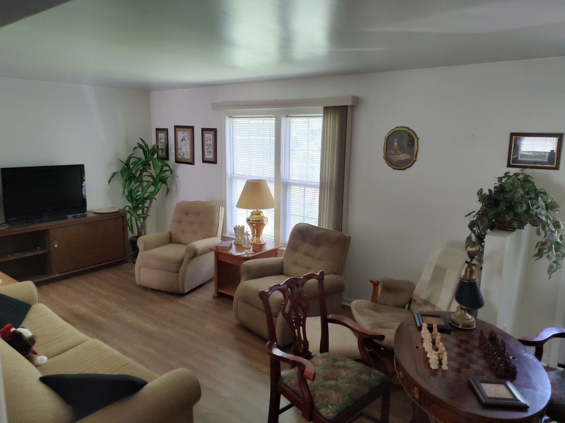 living room with sleeper sofa and TV