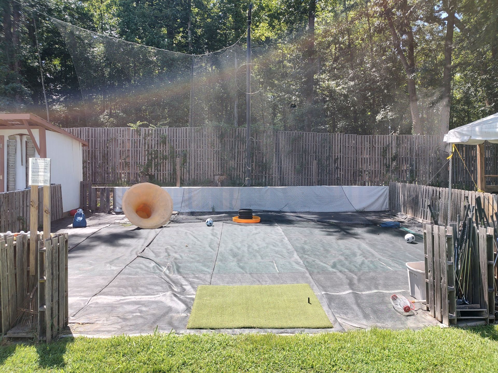 Golf driving range and soccer ball kick and return