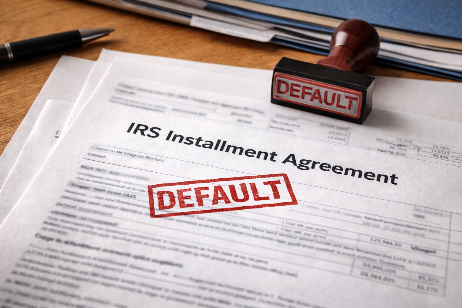 IRS installment agreement with default stamp