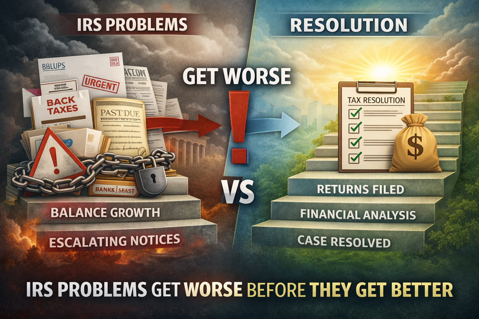 Comparison: IRS problems, chained, contrasted with 