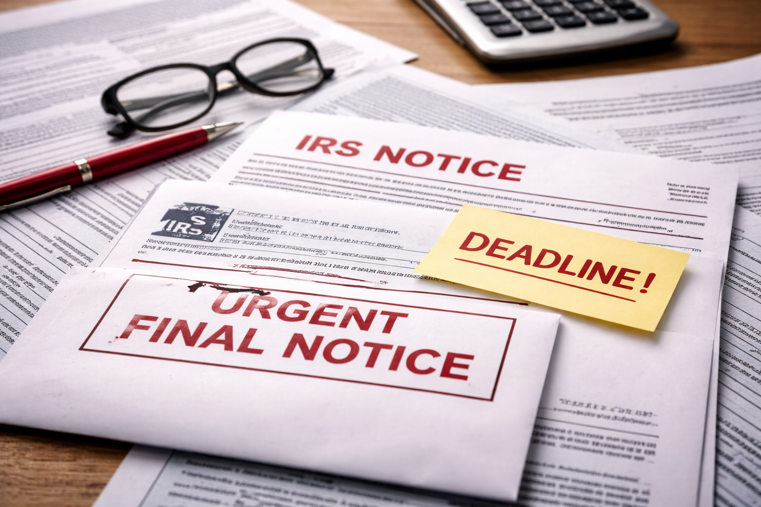 Urgent tax notice on desk