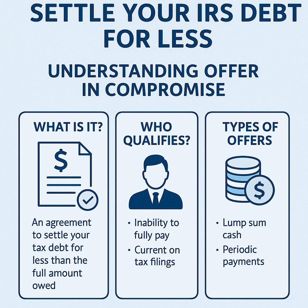 Infographic: IRS debt settlement. Explains