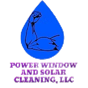 The logo for power window and solar cleaning , llc shows a fist in a drop of water.