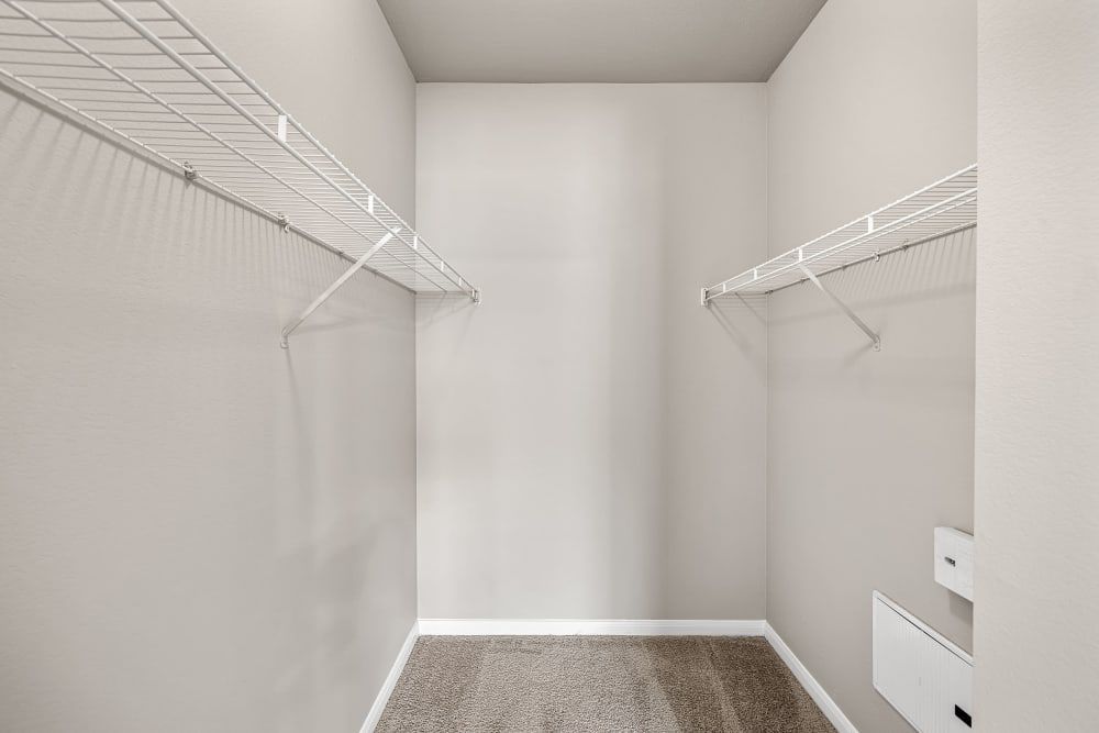 Walk-in closet at Marquis Bandera in San Antonio, TX.