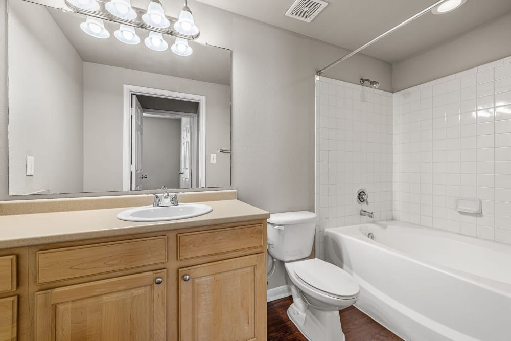 Bathroom at Marquis Bandera in San Antonio, TX.