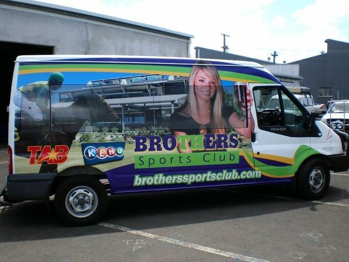 A Brothers Sports Club Van Is Parked in A Parking Lot — Signmax Bundaberg In Kensington, QLD