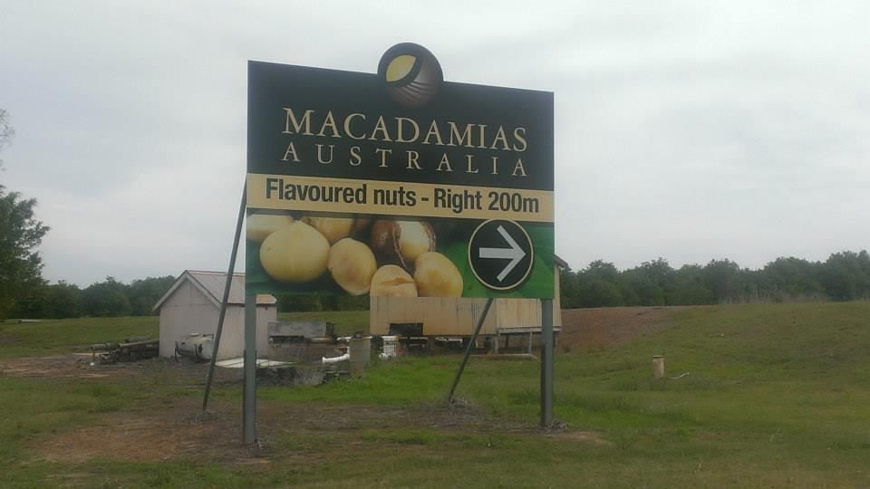 A Sign that Says Macadamias Australia on It — Signmax Bundaberg In Kensington, QLD