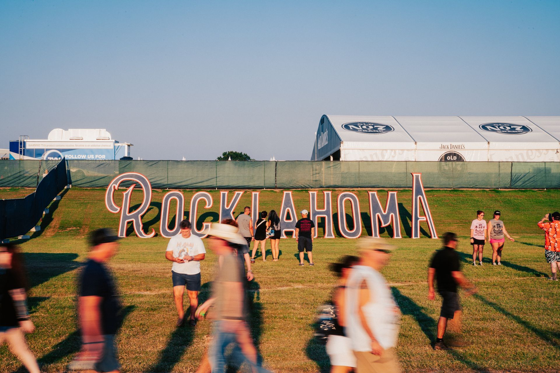 Rocklahoma festival sign with attendees