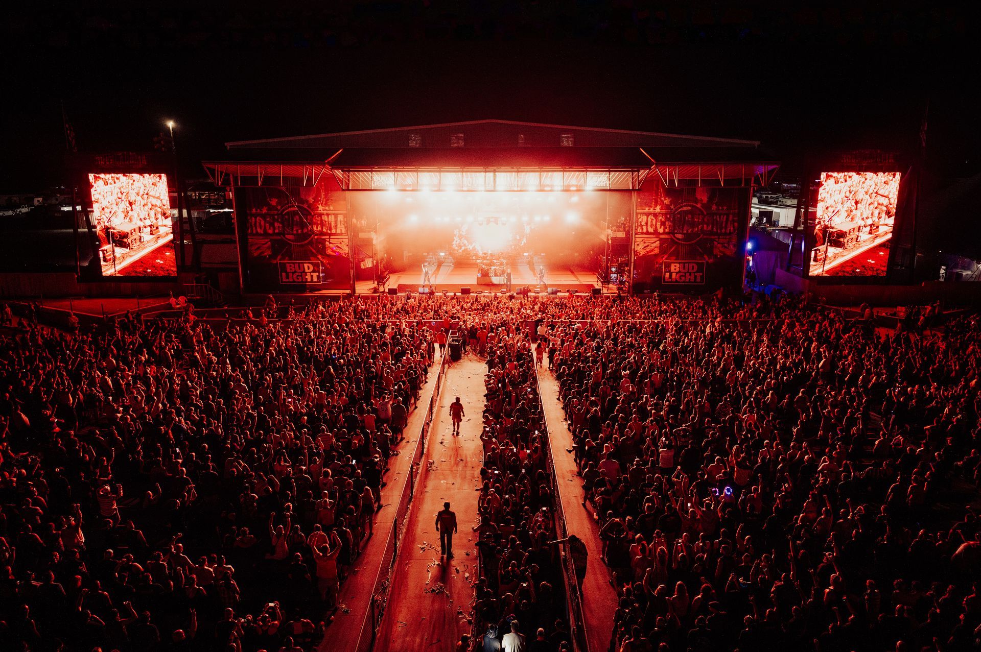 Rocklahoma concert night crowd with stage
