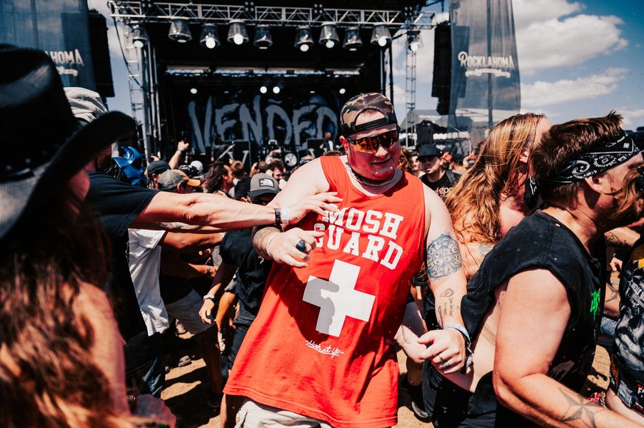 Rocklahoma mosh pit with crowd surfing